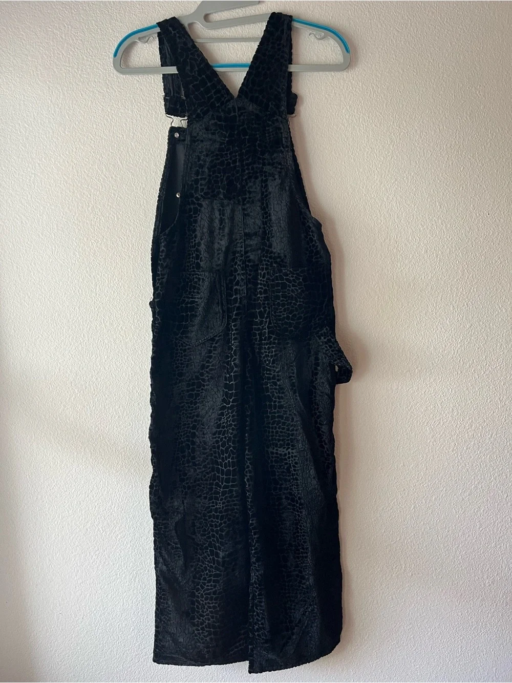 Girls Rachel's Kids Black Animal Print Velour Overalls - Size 10